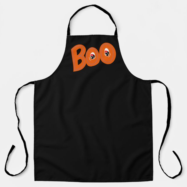 Hey Boo Did I Scare You Too Typography Drawing Art Apron (Front)
