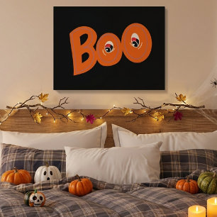 Hey Boo Did I Scare You Too Typography Drawing Art Canvas Print