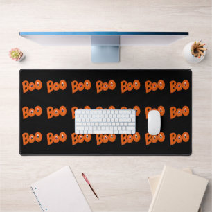 Hey Boo Did I Scare You Too Typography Drawing Art Desk Mat