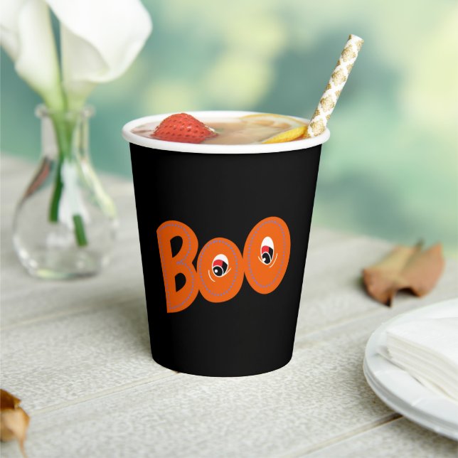 Hey Boo Did I Scare You Too Typography Drawing Art Paper Cups (Insitu)
