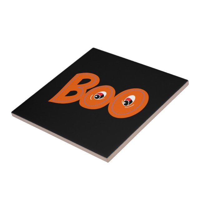 Hey Boo Did I Scare You Too Typography Drawing Art Tile (Side)