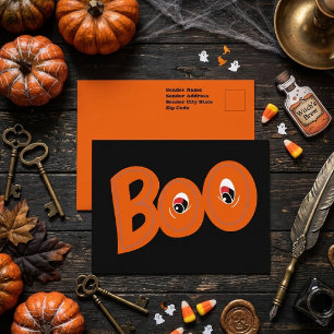 Hey Boo Did I Scare You Typography Drawing Art Postcard