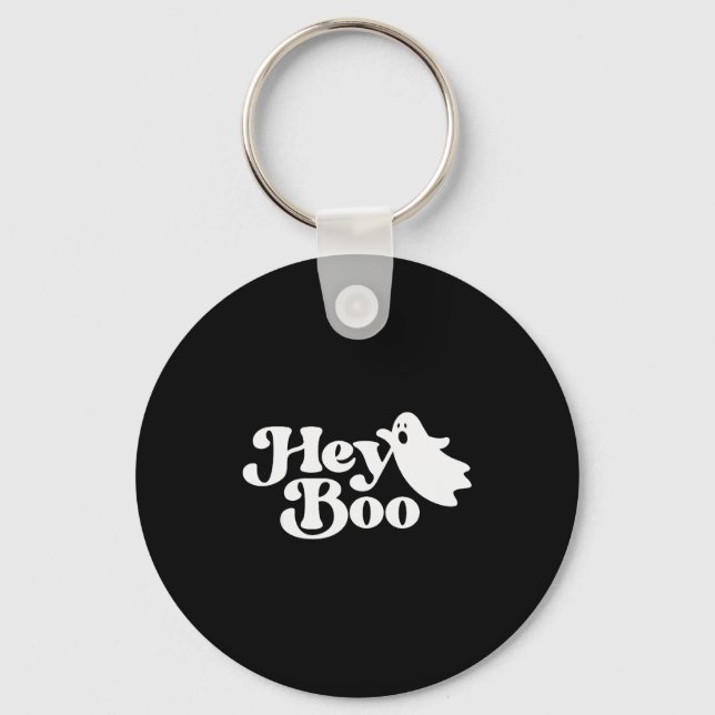 Hey Boo Funny Ghost Halloween Men Women Kids  Key Ring (Front)