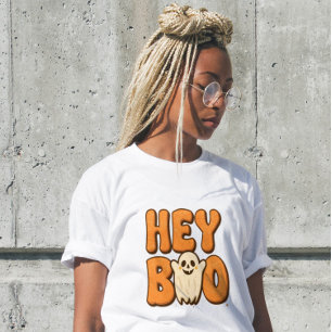 Hey Boo Funny Halloween Ghost Women’s T-Shirt  Tri-Blend Shirt