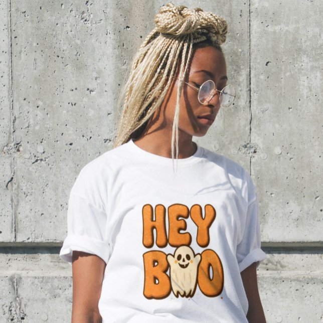 Hey Boo Funny Halloween Ghost Women’s T-Shirt  Tri-Blend Shirt (Creator Uploaded)