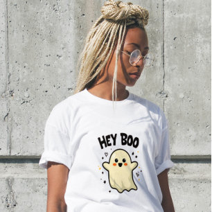 Hey Boo Funny Halloween Ghost Women’s T-Shirt  Tri-Blend Shirt