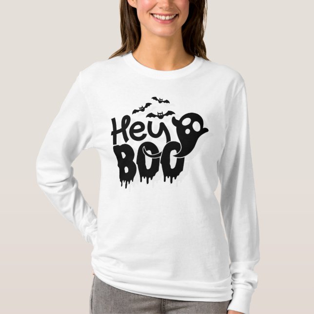 Hey Boo Funny Halloween T-Shirt (Front)