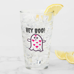 Hey Boo! Ghost Covered in Hearts Glass