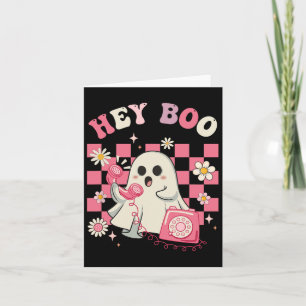 Hey Boo Groovy Cute Ghost Funny Halloween Womens K Card