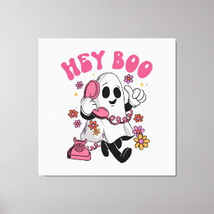 Hey Boo - Groovy Ghost Halloween Canvas Print