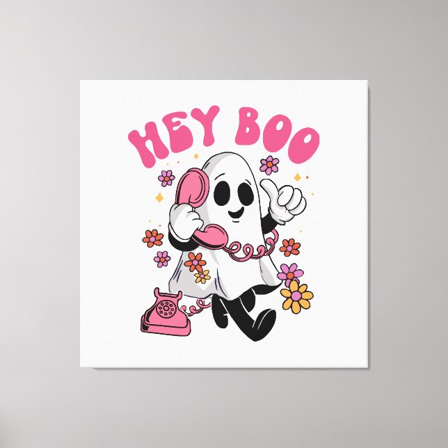 Hey Boo - Groovy Ghost Halloween  Canvas Print (Front)