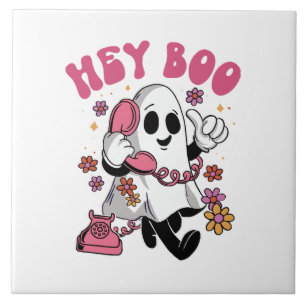 Hey Boo - Groovy Ghost Halloween Tile
