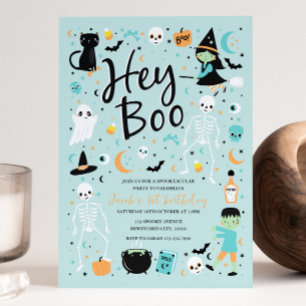 Hey Boo Halloween 1st Birthday Invitation