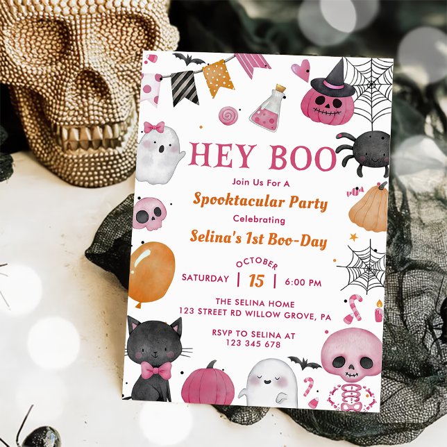 Hey Boo! Halloween 1st Birthday Party  Invitation (Creator Uploaded)