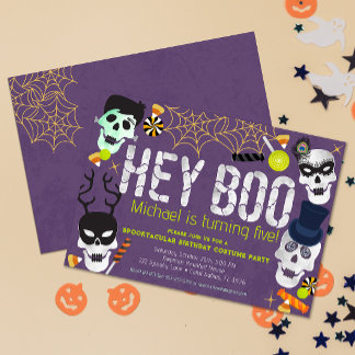 Hey Boo Halloween Costume Birthday Invite
