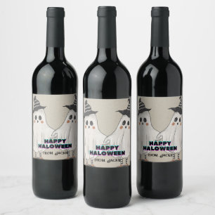 Hey Boo Halloween cute invitation for kids and any Wine Label