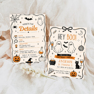 Hey Boo Halloween Ghost Birthday Party Invitation