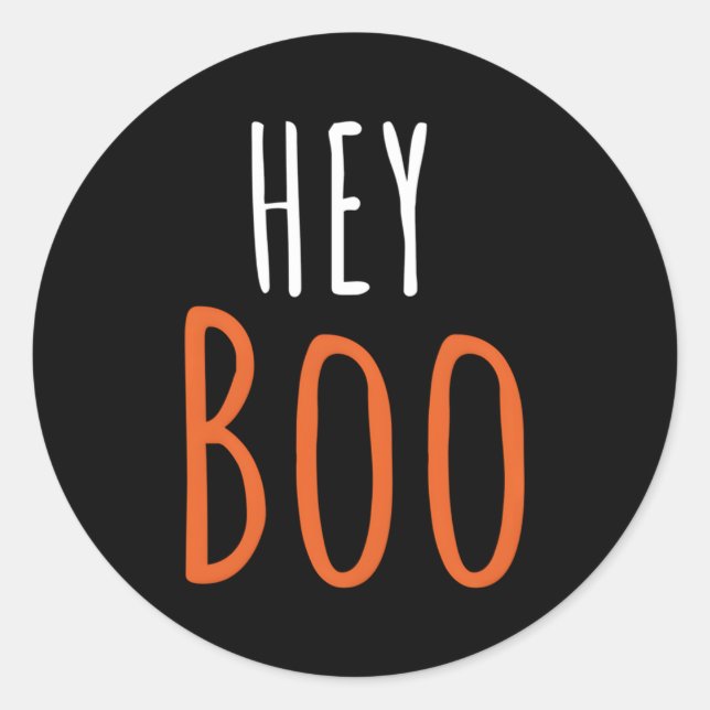 Hey Boo Halloween Ghost Boo Classic Round Sticker (Front)