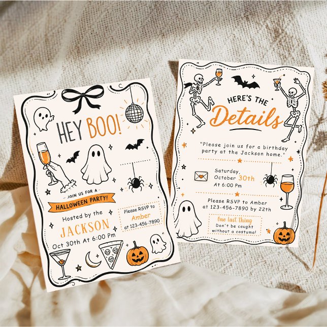 Hey Boo! Halloween Ghost Party Invitation (Creator Uploaded)