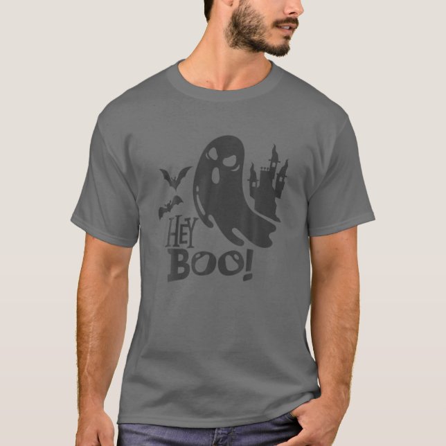 Hey Boo - Halloween Ghost T-Shirt (Front)