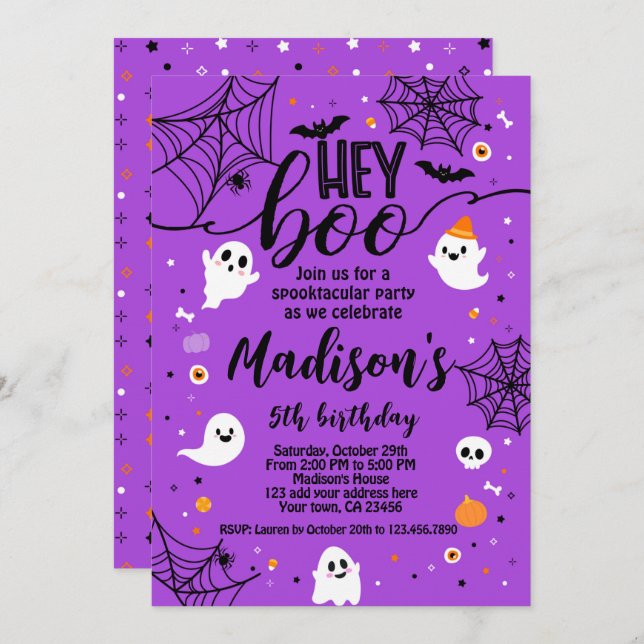 Hey Boo Halloween Invitation (Front/Back)