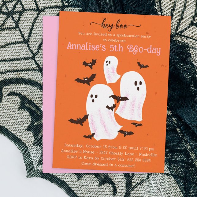 Hey Boo Halloween Party Invitation - Cute Ghosts (Creator Uploaded)