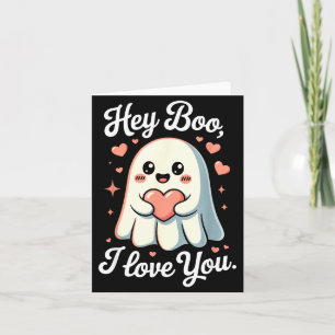 Hey Boo I Love You Cute Ghost Heart Valentine Coup Card