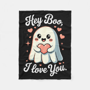 Hey Boo I Love You Cute Ghost Heart Valentine Coup Fleece Blanket