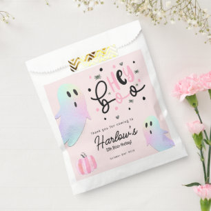 Hey Boo iridescent Ghost Pink Halloween Party Favour Bags