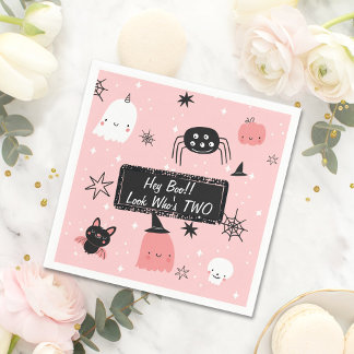 Hey Boo Look Who's Two Cute Birthday Napkins Ghost