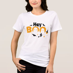 hey boo orange funny Ghost Spooky Tri-Blend Shirt