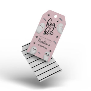Hey Boo Pink Ghost Halloween Birthday Welcome  Gift Tags