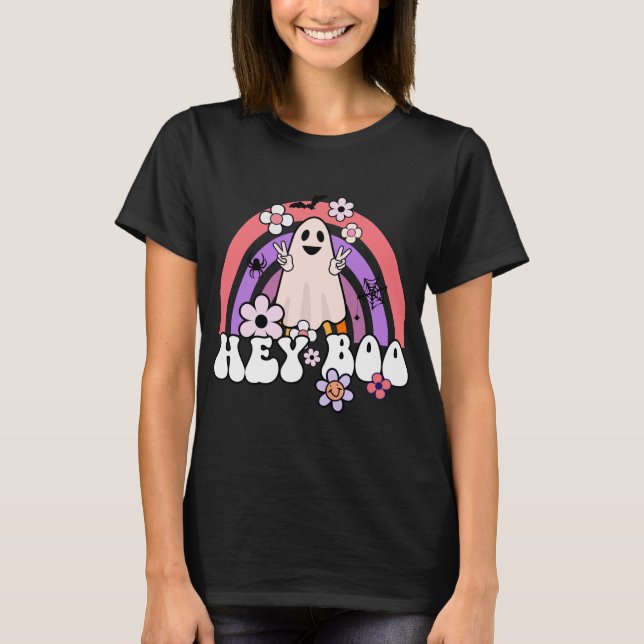 Hey Boo Retro Halloween T-Shirt (Front)