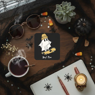 Hey, Boo! Skateboard Ghost   Square Sticker