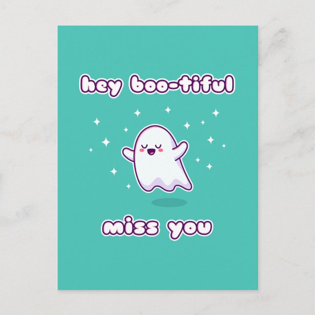 Hey Boo-tiful Miss You Pun Card (Front)