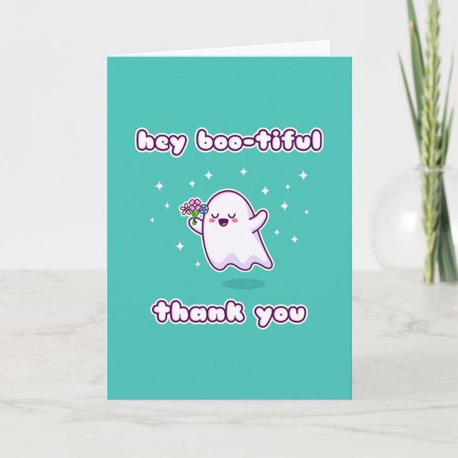 Hey Boo-tiful Thank You Pun Card (Front)