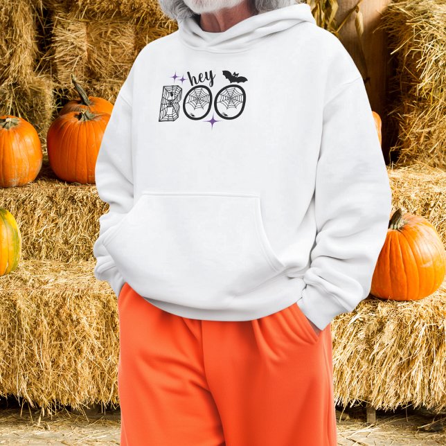 Hey & Bye Boo Halloween Bat and Web  Hoodie (This item is for display purposes only to illustrate the design element. )