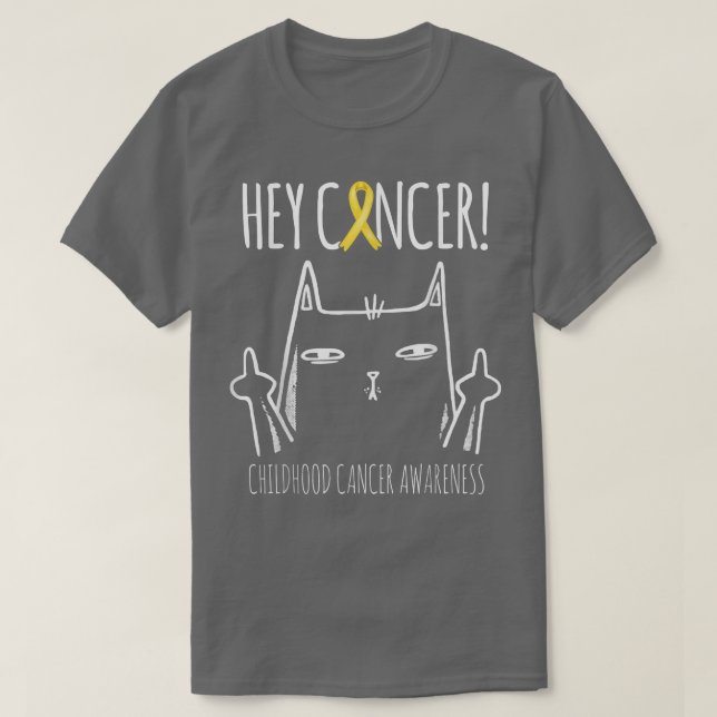 Hey Cancer Cute Cat Childhood Cancer Awareness Gol T-Shirt (Design Front)