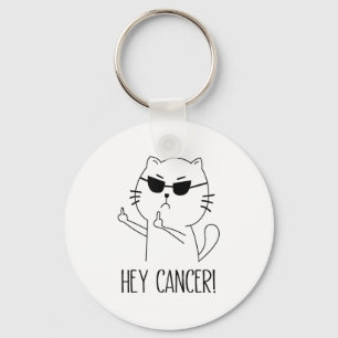 Hey Cancer F U, Funny Cat Middle Finger, F#ck Canc Key Ring