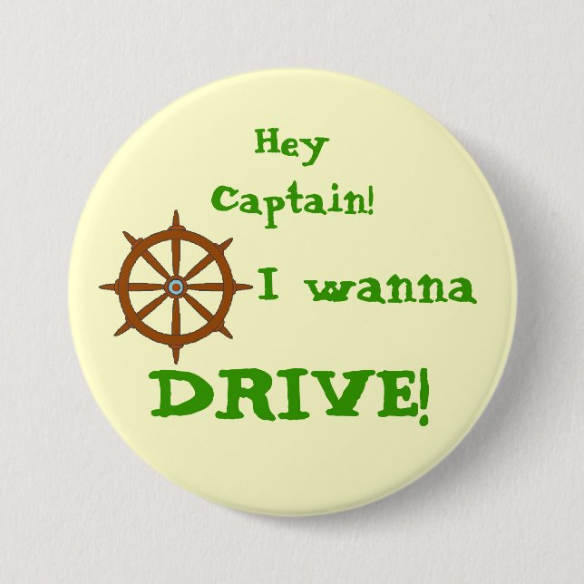 Hey Captain Yellow 7.5 Cm Round Badge (Front)