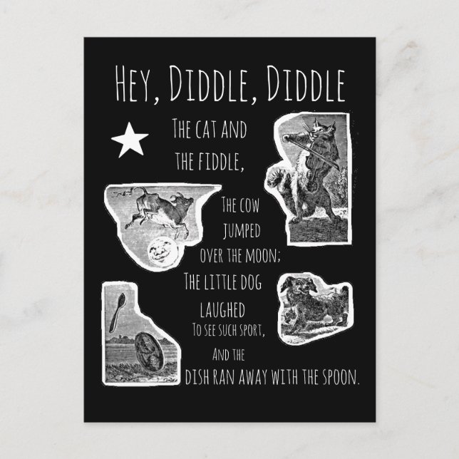 Hey Diddle Diddle Nursery Rhyme Postcard (Front)