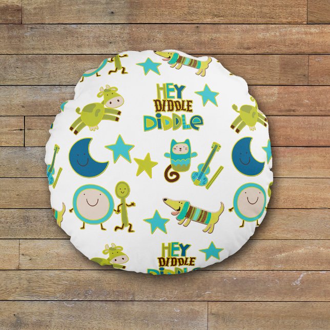 Hey Diddle Diddle Nursery Rhyme Round Cushion (Creator Uploaded)
