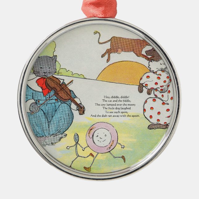 Hey, diddle, diddle!  The cat and the fiddle Metal Tree Decoration (Front)