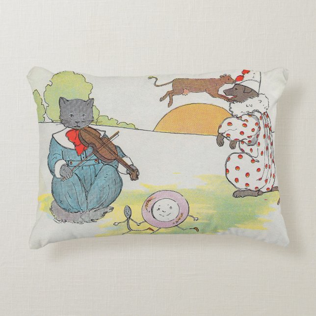 Hey Diddle Diddle The Cat and the Fiddle Rhyme Decorative Cushion (Front)