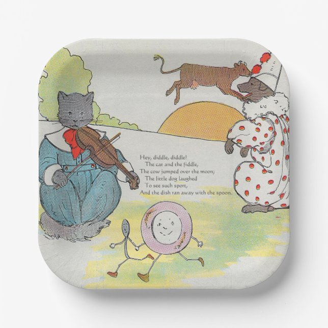 Hey Diddle Diddle The Cat and the Fiddle Rhyme Paper Plate (Front)