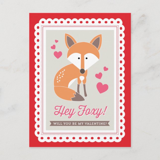 Hey Foxy! by Origami Prints Valentine Postcard (Front)
