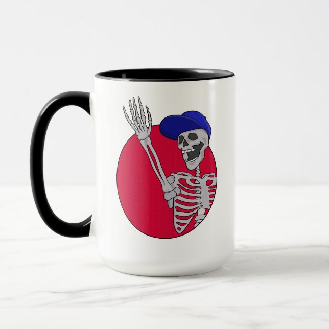 Hey Friends Cool and Funny Skeleton Mug (Left)