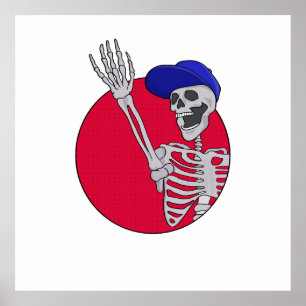 Hey Friends Cool and Funny Skeleton Poster