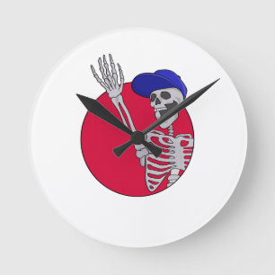 Hey Friends Cool and Funny Skeleton Round Clock