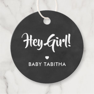 Hey Girl Gift Tag, Baby Shower Tag, Chalkboard Favour Tags